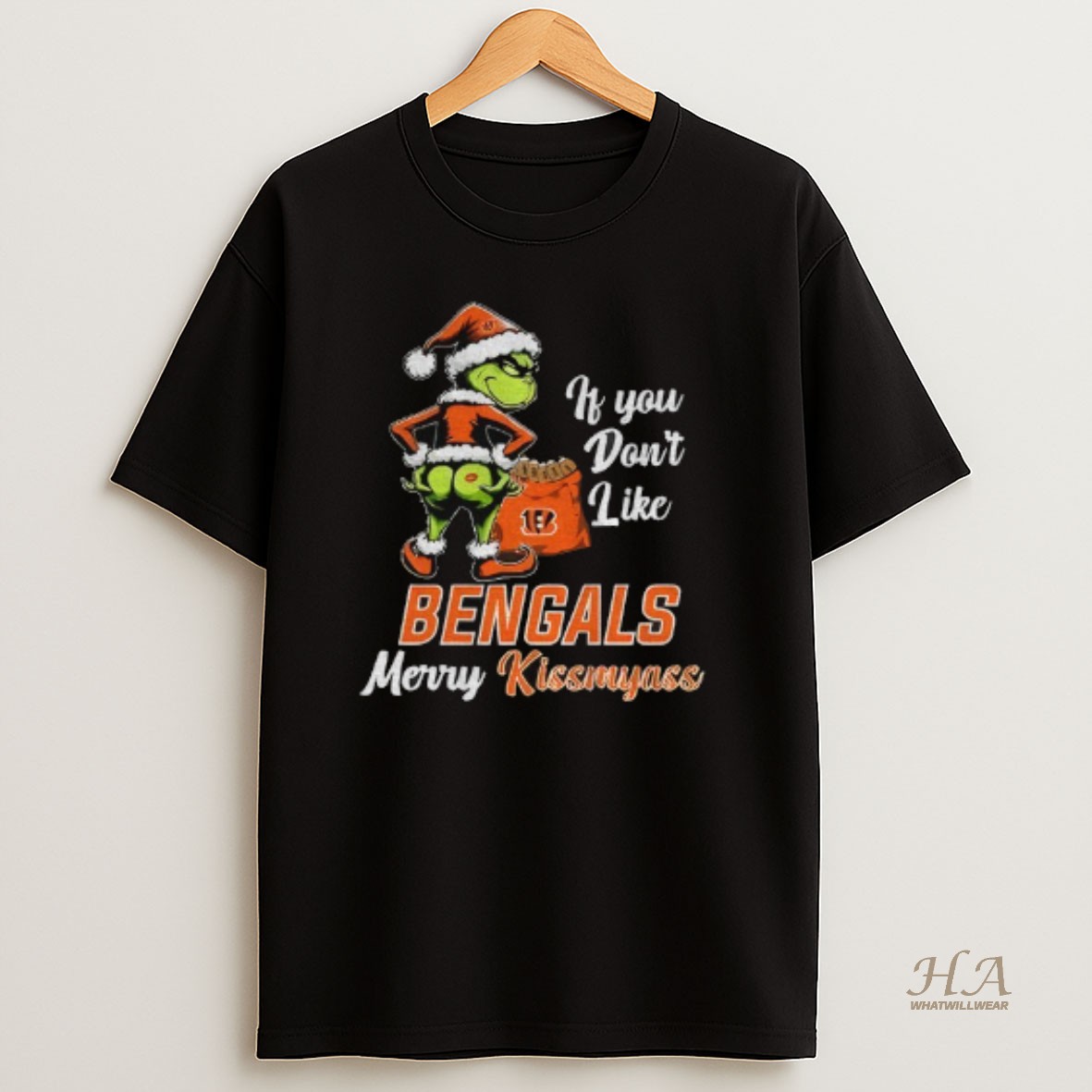Official Funny Grumpy Grinch If You Dont Like Cincinnati Bengals Merry Kissmyass T Shirt