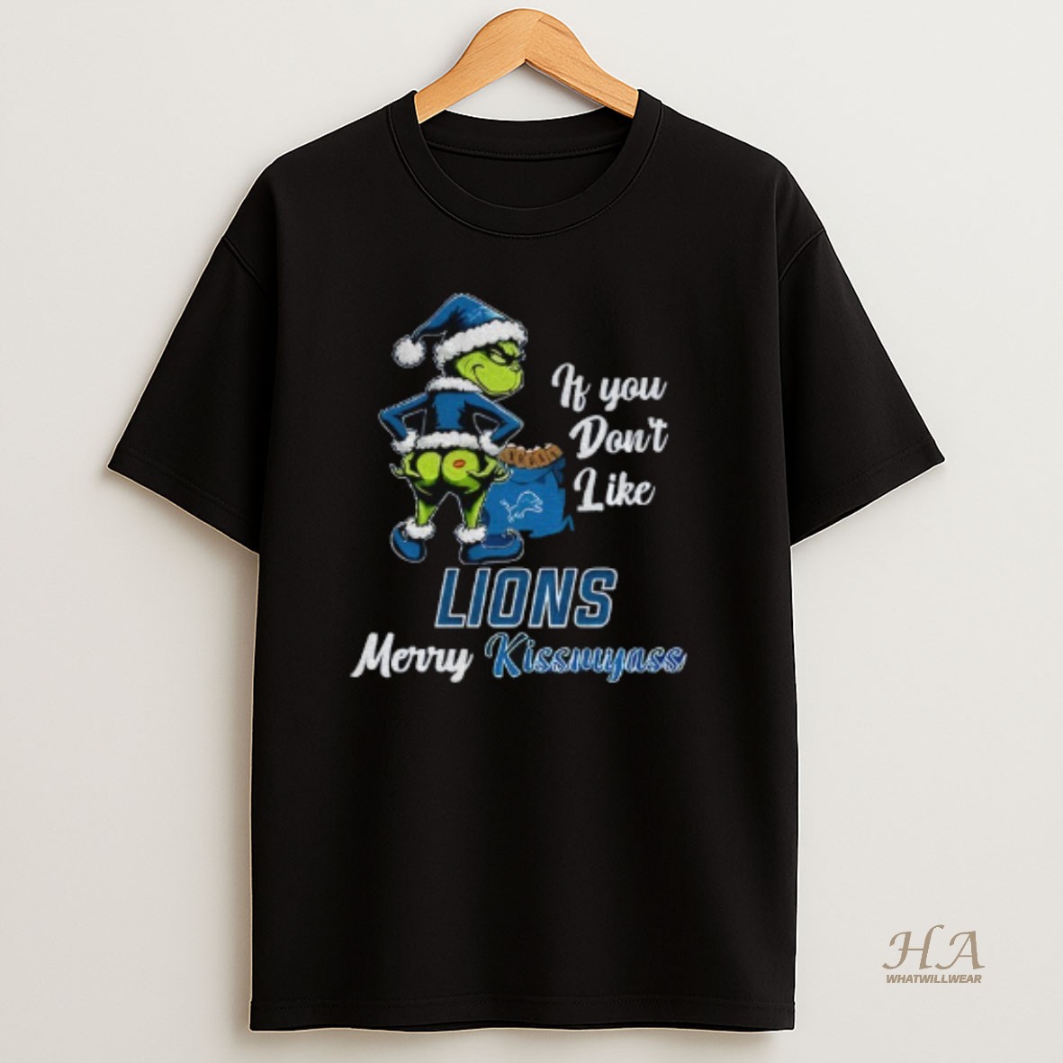 Official Funny Grumpy Grinch If You Dont Like Detroit Lions Merry Kissmyass T Shirt