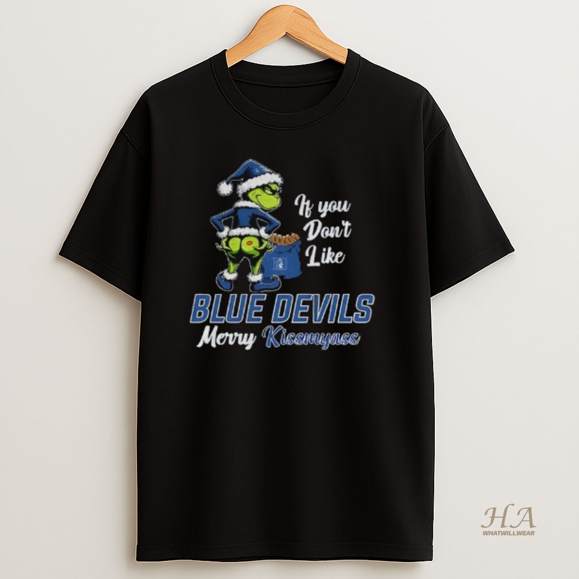 Official Funny Grumpy Grinch If You Dont Like Duke Blue Devils Merry Kissmyass T Shirt