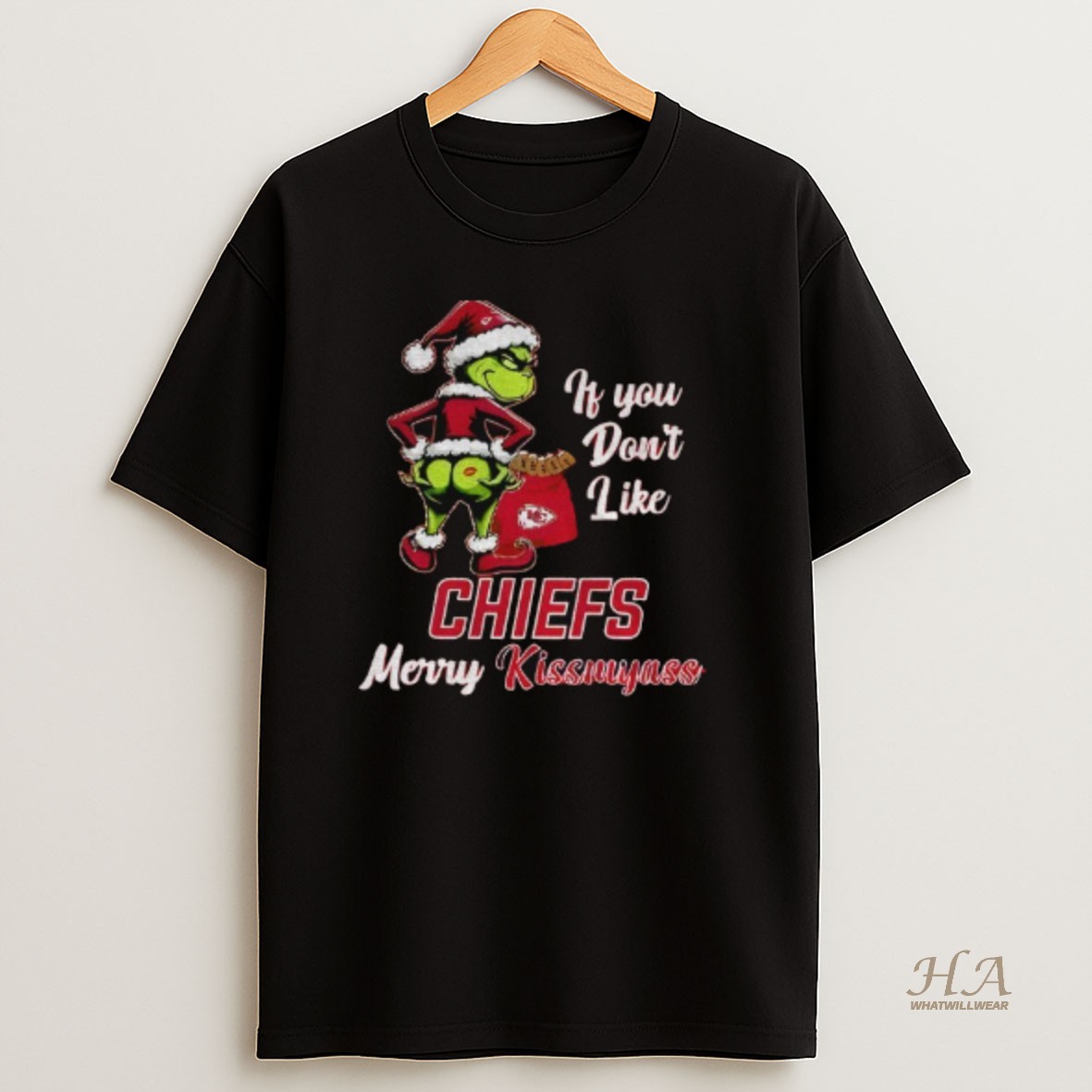 Official Funny Grumpy Grinch If You Dont Like Kansas City Chiefs Merry Kissmyass T Shirt