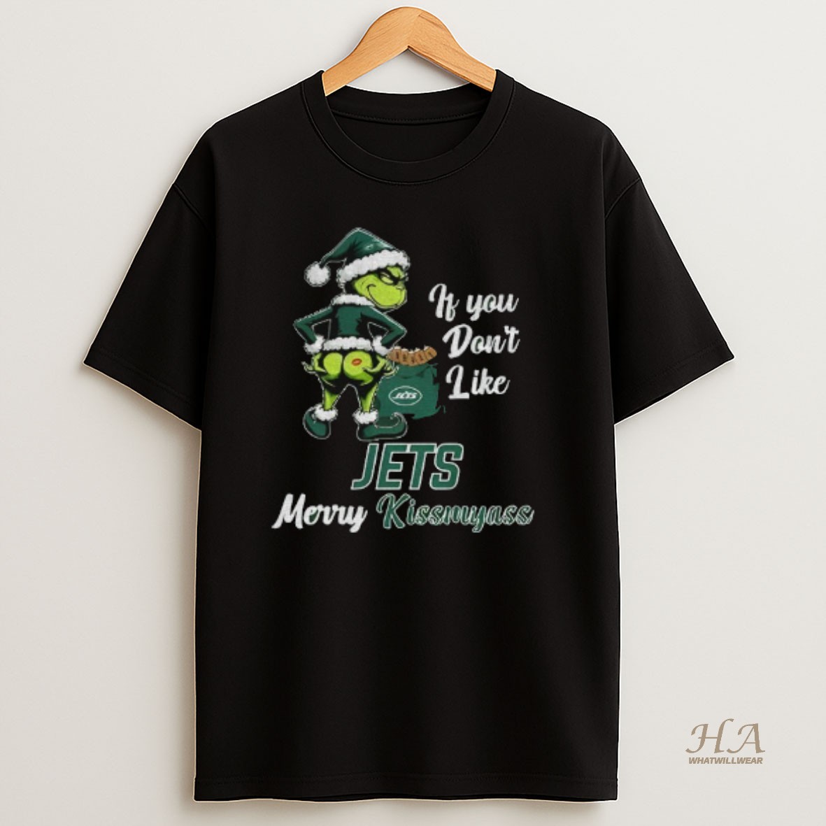 Official Funny Grumpy Grinch If You Dont Like New York Jets Merry Kissmyass T Shirt