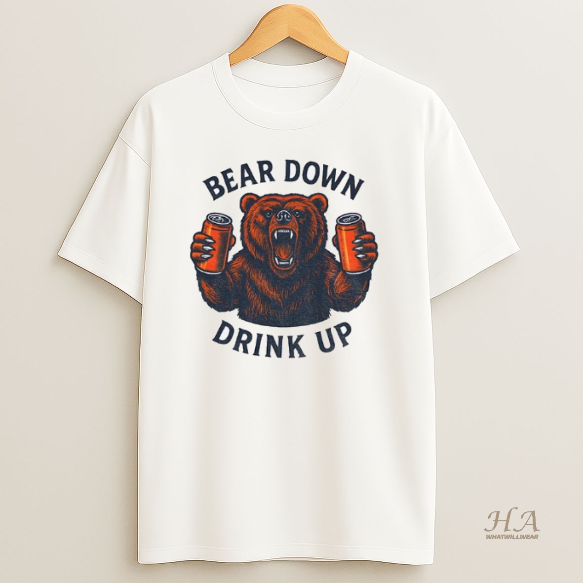 Official Funny Nfl Chicago Bears Bear Down Drink Up T Shirt