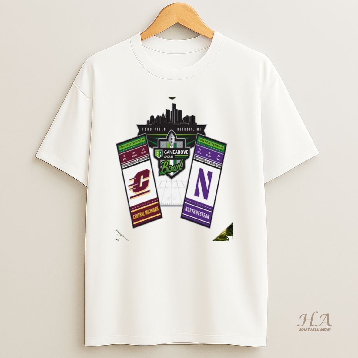 Official Gameabove Sports Bowl 2025 Northwestern Wildcats Vs Central Michigan Chippewas Football Tickets T Shirt