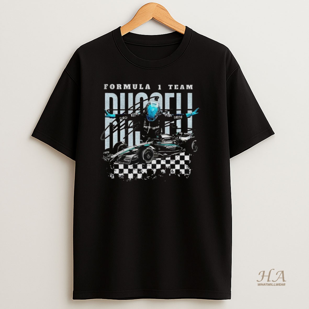 Official George Russell Racing Formula 1 Team Driver Signature Shirt
