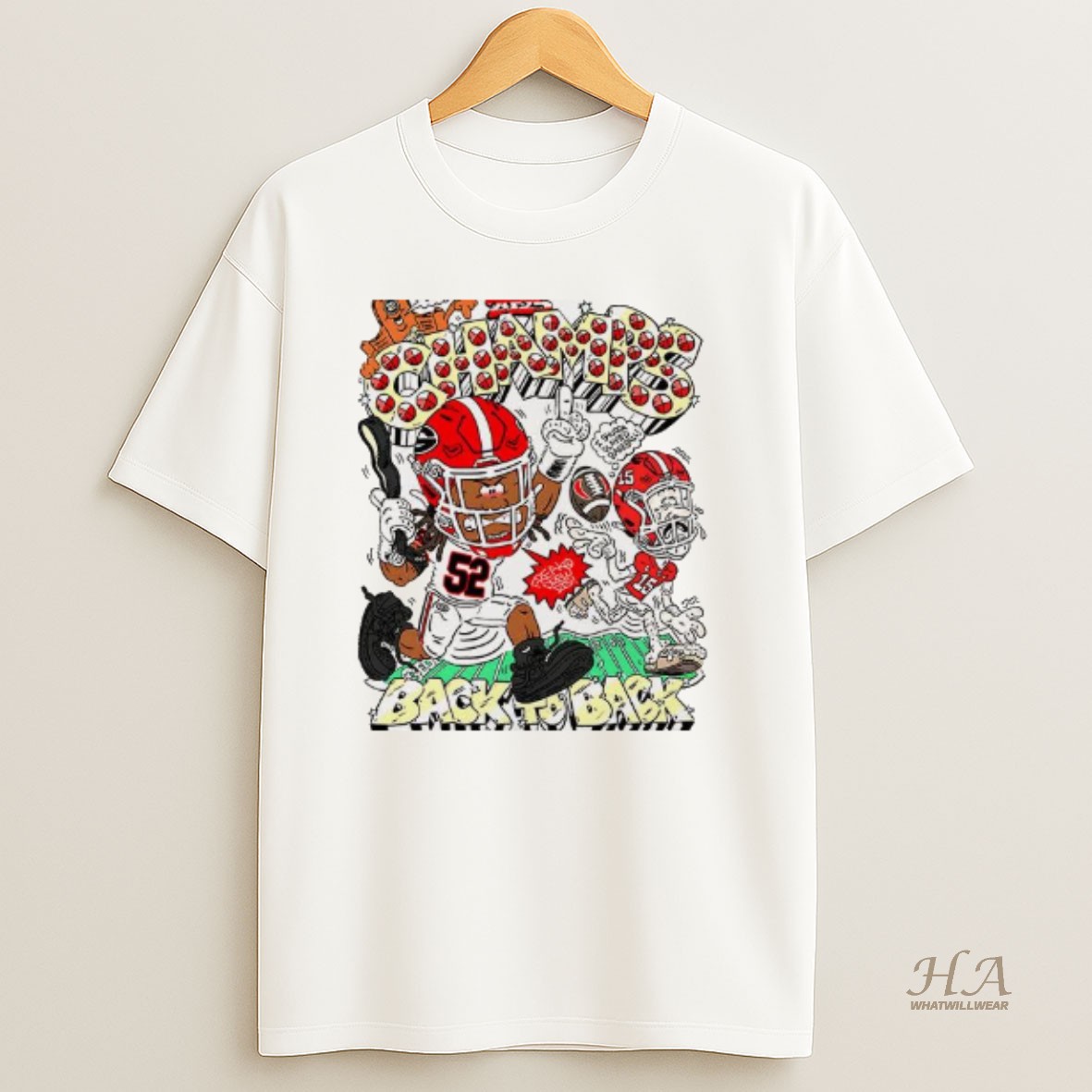 Official Georgia Bulldogs 2025 Champs Back To Back Caricature T Shirt