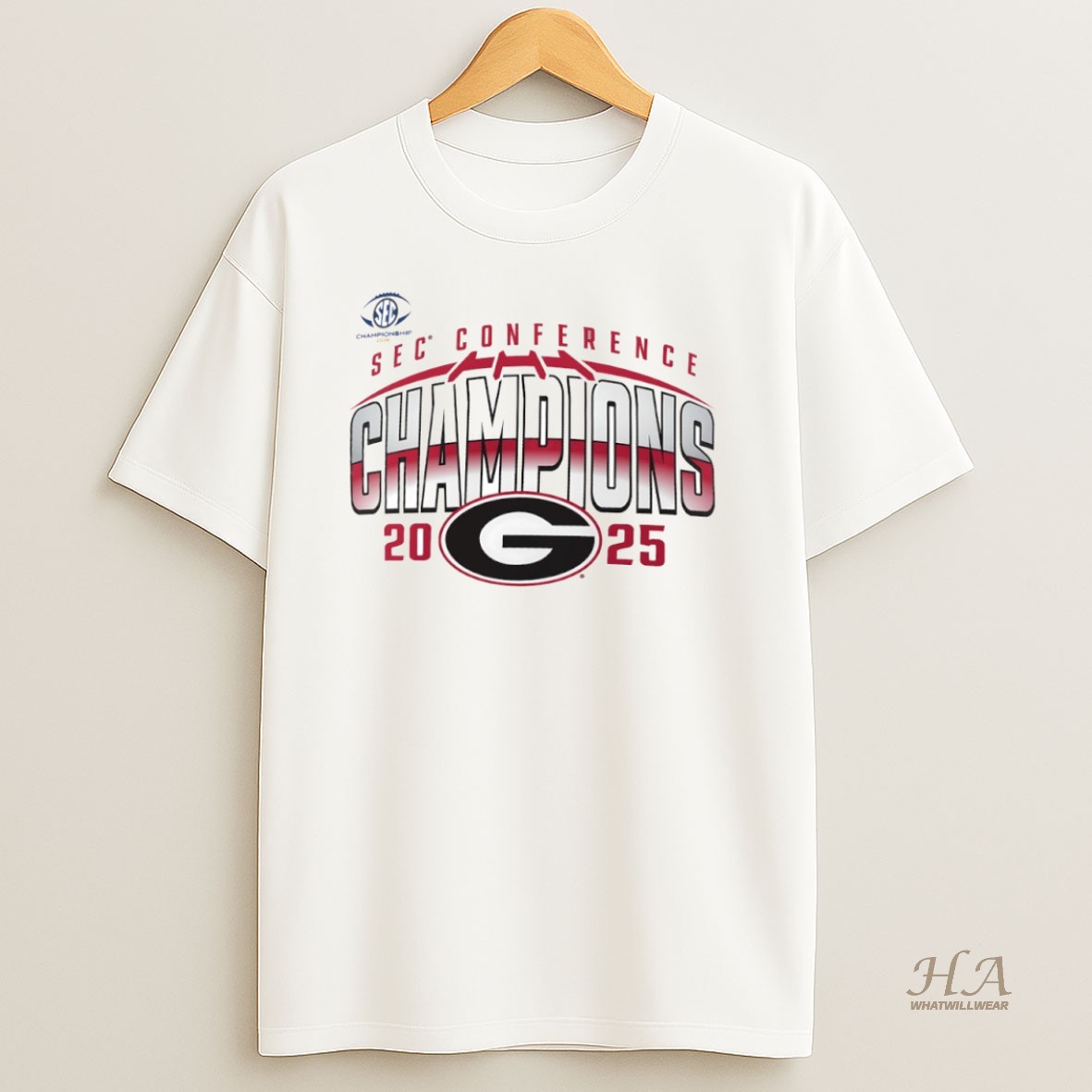Official Georgia Bulldogs 2025 Sec Football Champions Endzone Speed Circle Shirt
