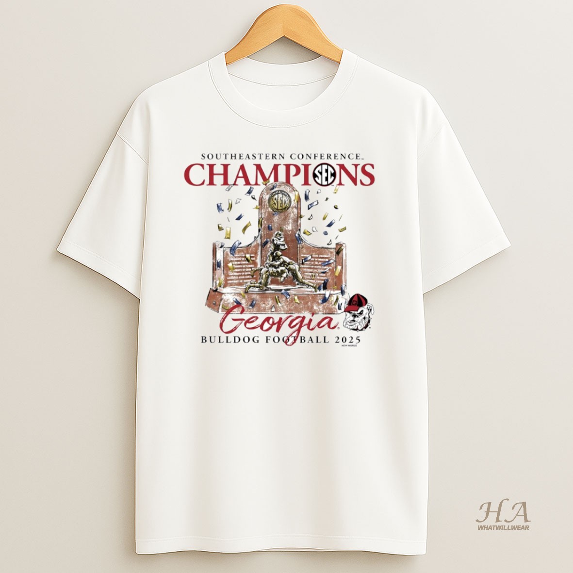 Official Georgia Bulldogs 2025 Sec Football Champions Trophy Circle Shirt