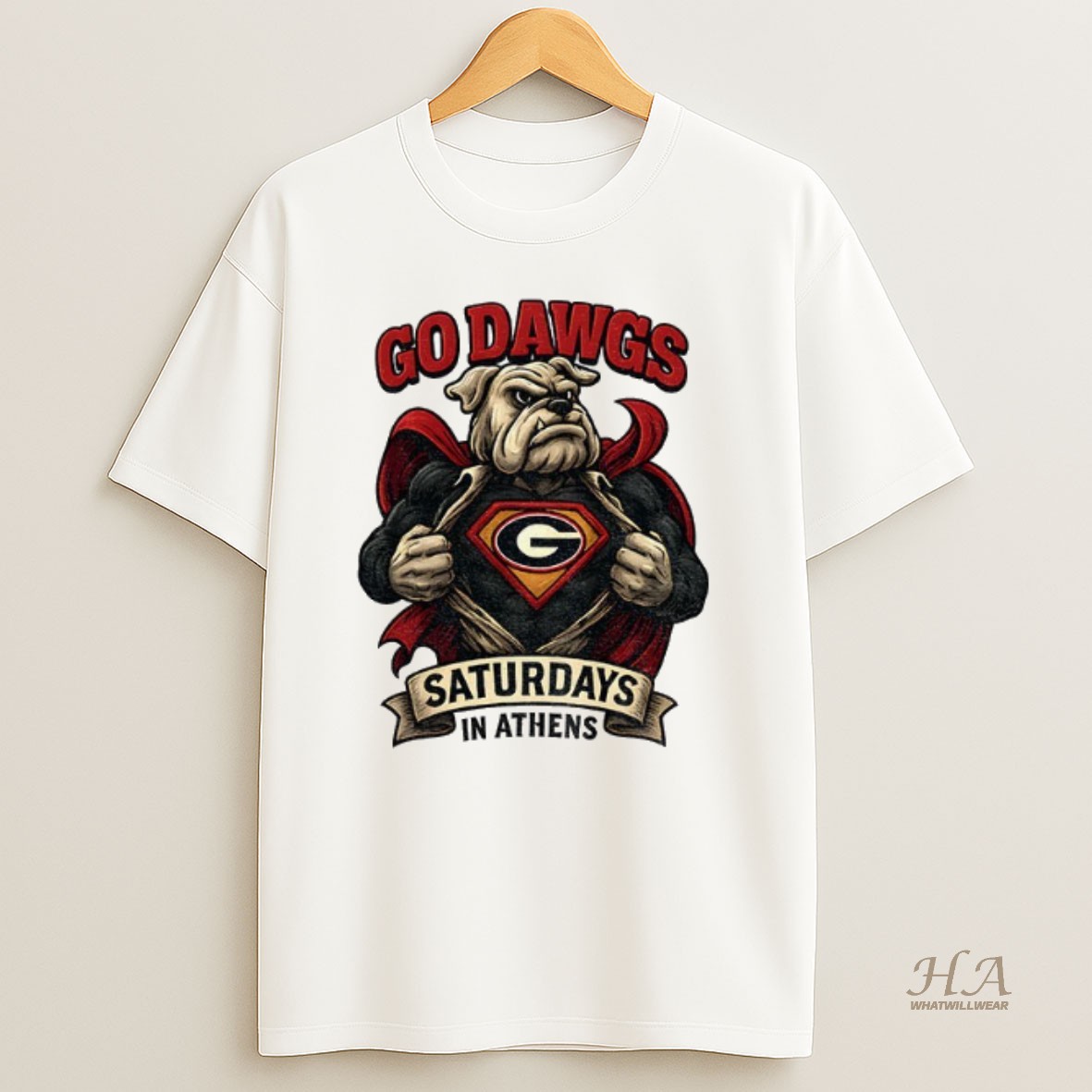 Official Georgia Bulldogs Mascot Super Bulldog Vintage Saturdays In Athens Shirt