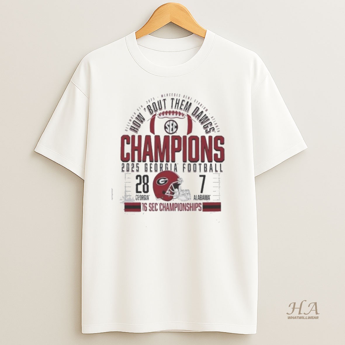 Official Georgia Bulldogs Victory 28 7 Alabama 2025 Sec Football Champions Score Shirt