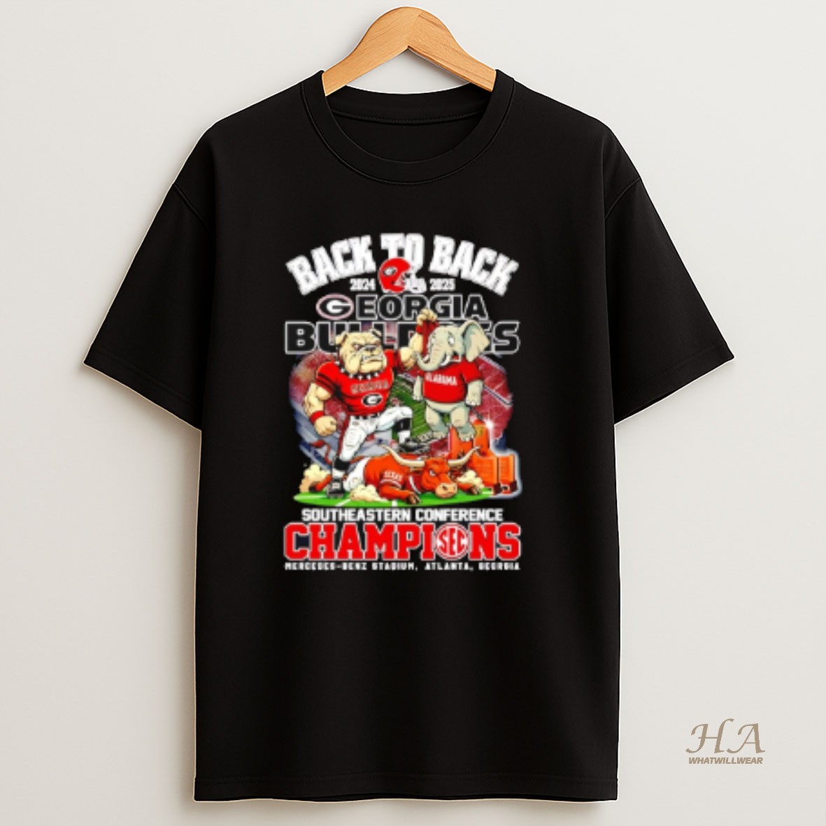 Official Georgia Bulldogs Back To Back 2025 Sec Champions Mascot T Shirt