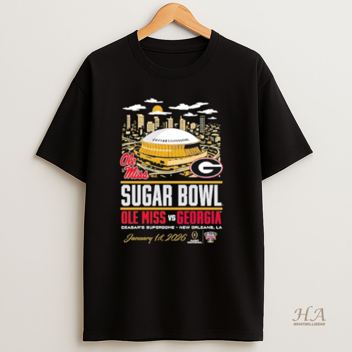 Official Georgia Bulldogs Vs Ole Miss 2026 Sugar Bowl Head To Head Stadium T Shirt