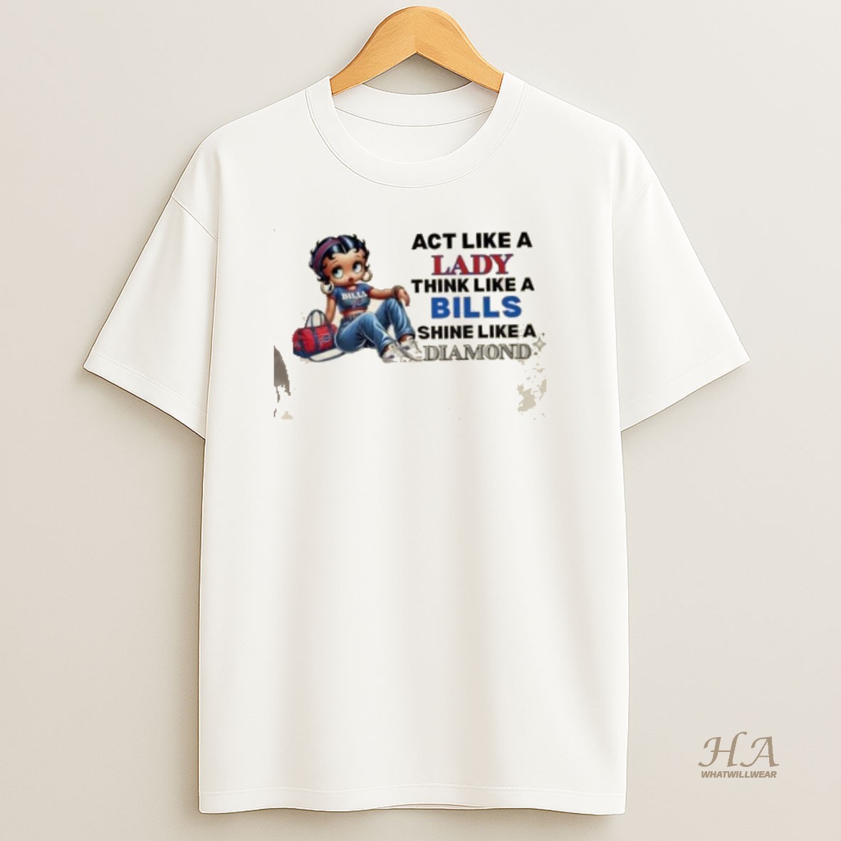 Official Girl Act Like A Lady Think Like A Buffalo Bills Shine Like A Diamond T Shirt