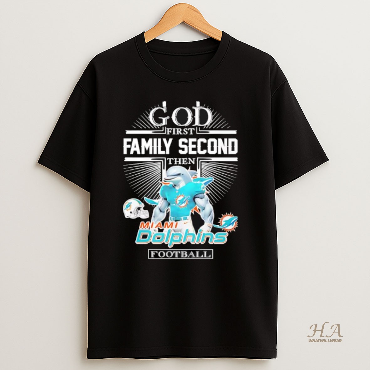 Official God First Family Second Then Miami Dolphins Football Graphic T Shirt
