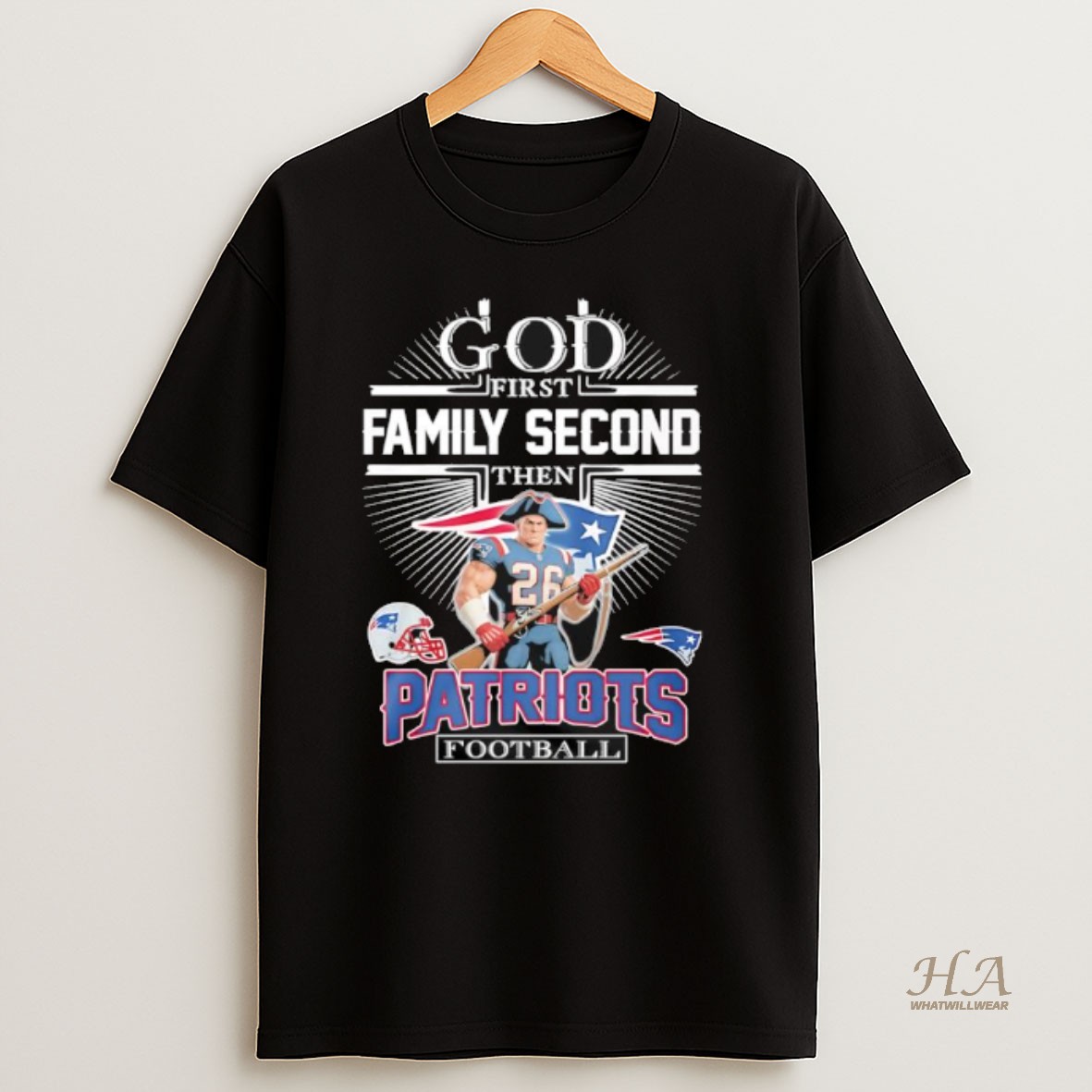 Official God First Family Second Then New England Patriots Football Graphic T Shirt