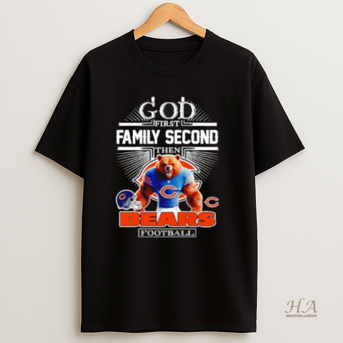 Official God First Family Second Then Chicago Bears Football Mascot 2025 T Shirt