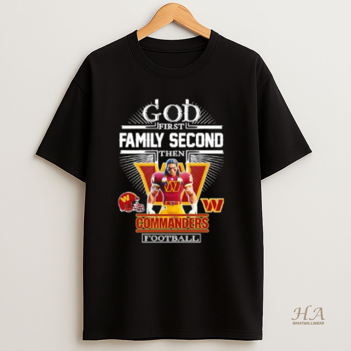 Official God First Family Second Then Washington Commanders Football Mascot 2025 T Shirt