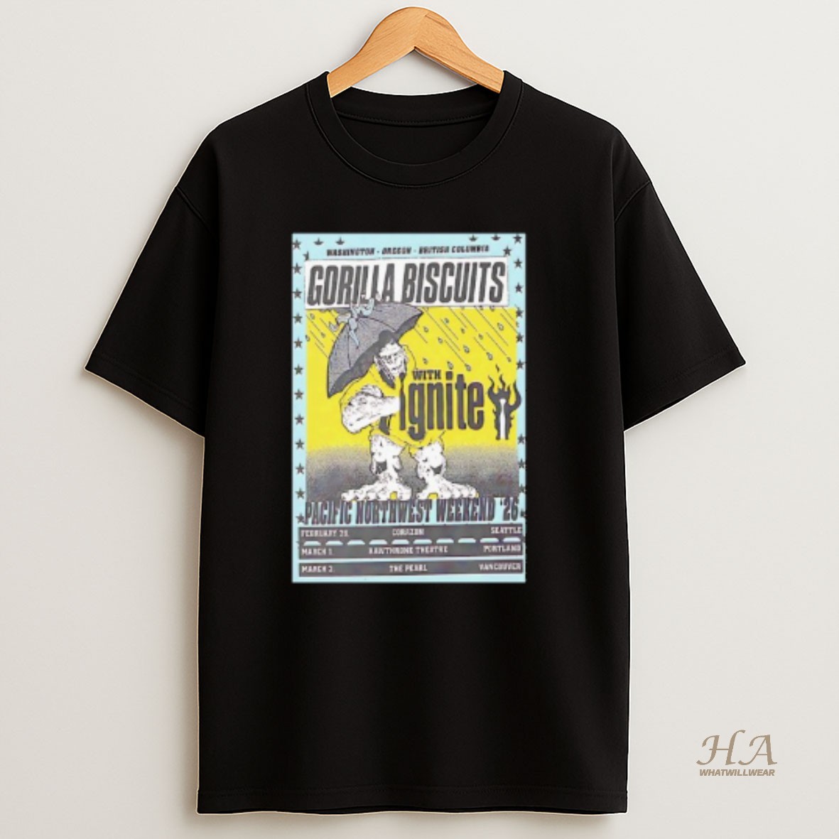 Official Gorilla Biscuits Pacific Northwest Weekend 2026 Shows T Shirt