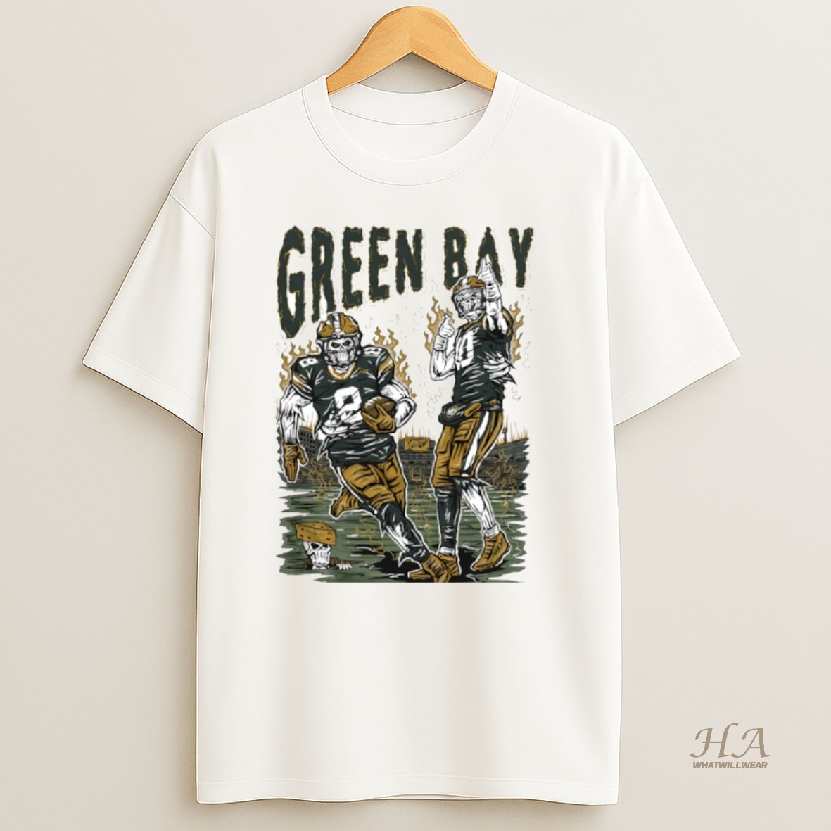 Official Green Bay Packers Welcome To Football Skeleton Players Circle T Shirt