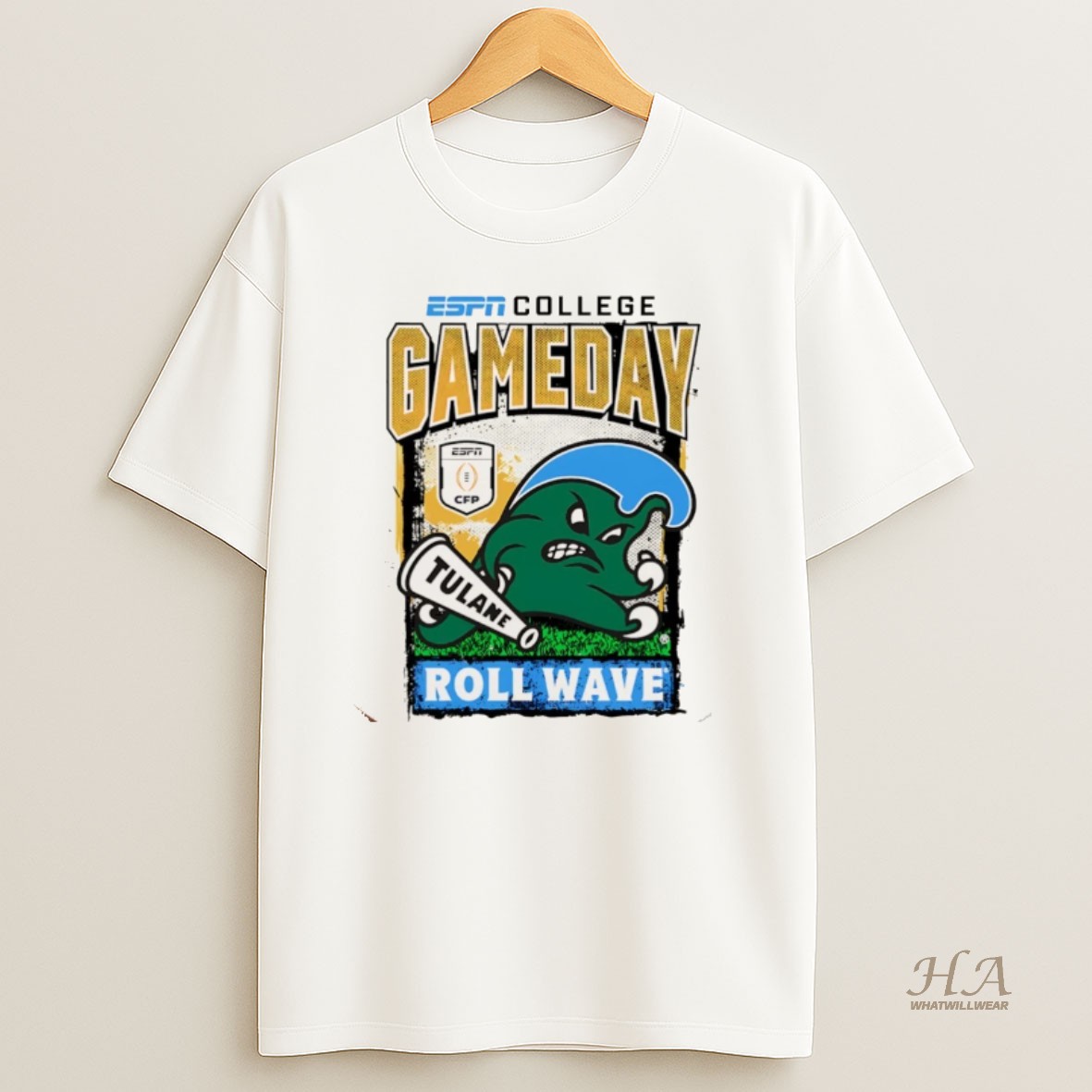 Official Green Wave Roll Wave 2025 26 College Football Playoff Gameday Roll Wave Mascot Christmas Shirt