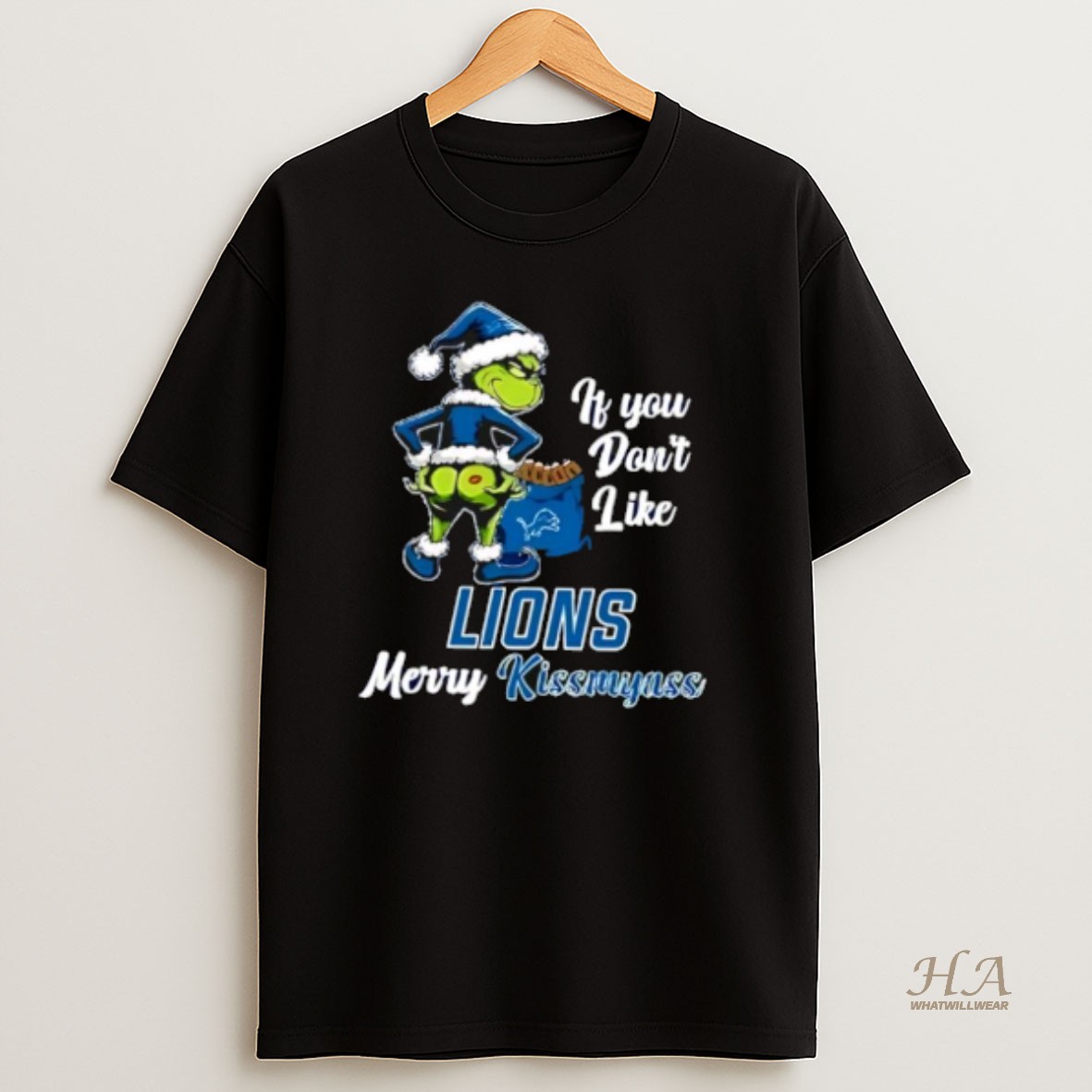 Official Grinch Christmas If You Dont Like Detroit Lions Merry Kissmyass T Shirt