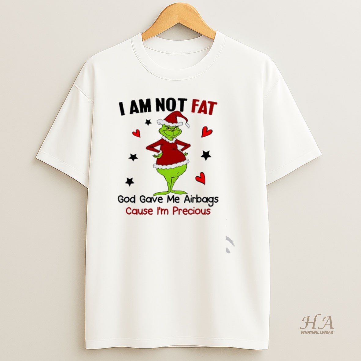 Official Grinch Christmas Im Not Fat God Gave Me Airbags Cause Im Precious Shirt