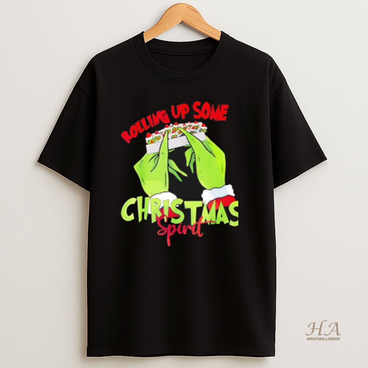 Official Grinch Hands Rolling Joint Christmas Spirit T Shirt