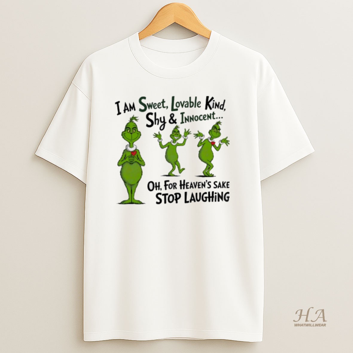 Official Grinch I Am Sweet Lovable Kind Shy And Innocent Christmas Shirt