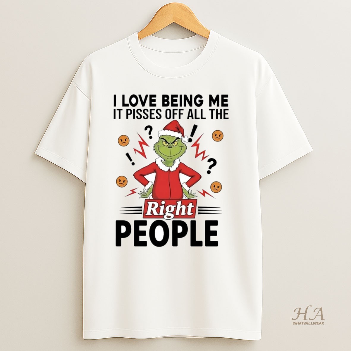 Official Grinch I Love Being Me It Pisses Off All The Right People Christmas Shirt