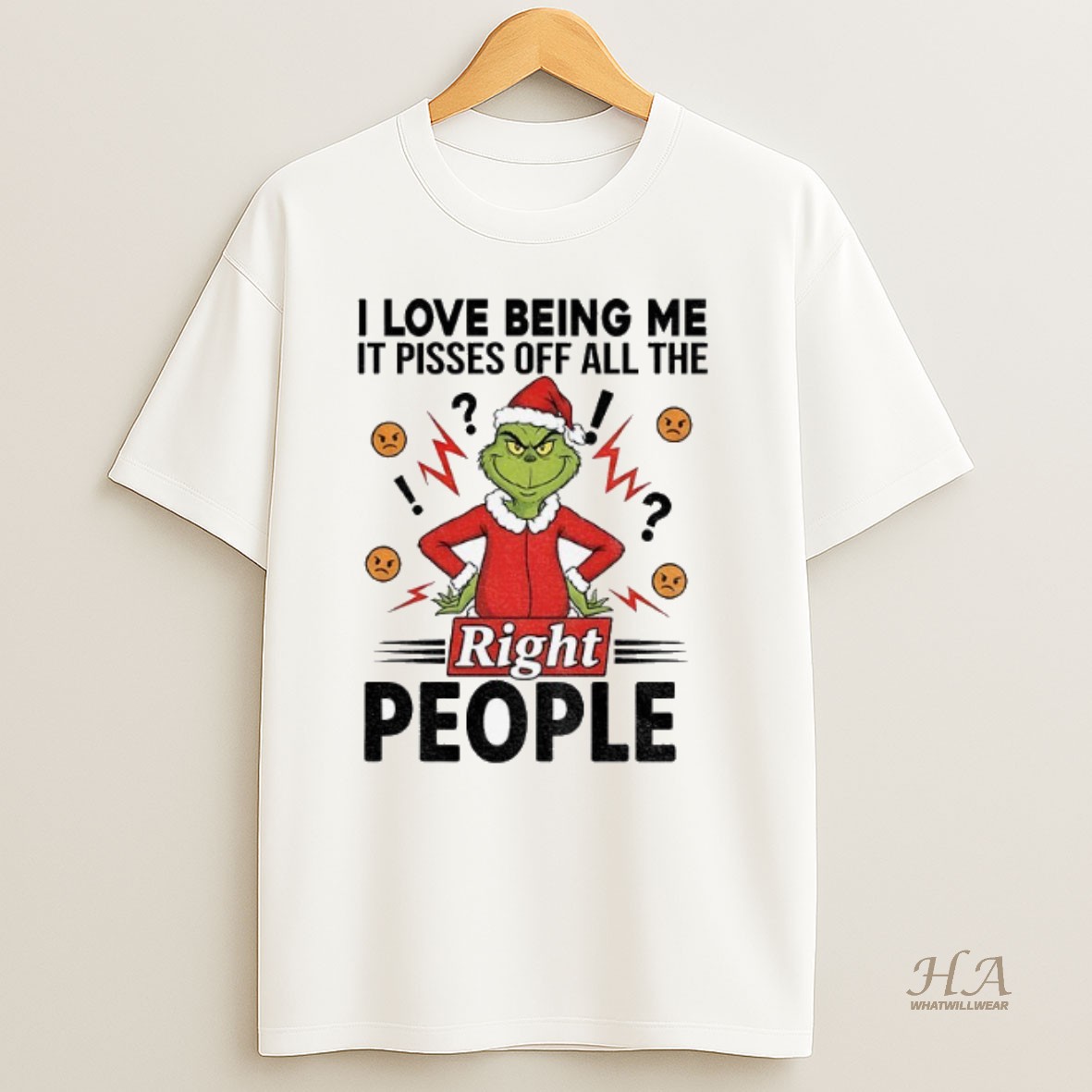 Official Grinch I Love Being Me It Pisses Off All The Right People Merry Christmas Shirt