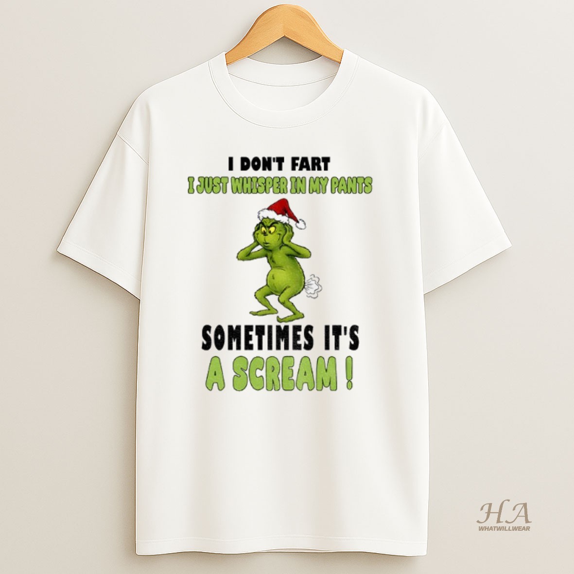Official Grinch Santa I Dont Fart I Just Whisper In My Pants Sometimes Its A Scream Christmas Shirt