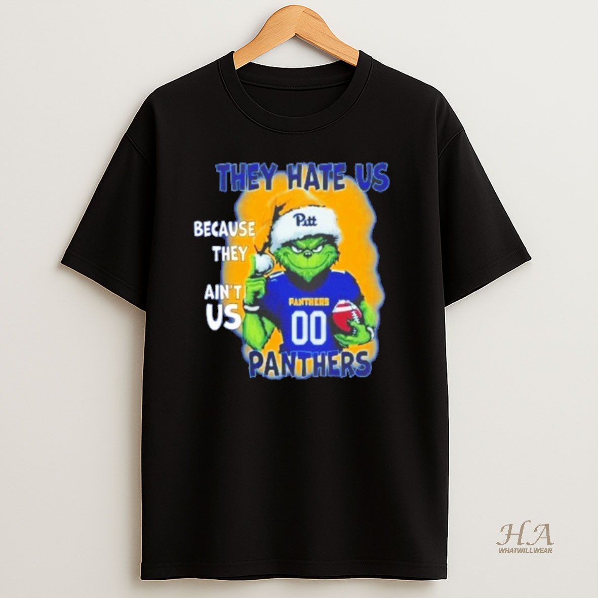 Official Grinch Santa They Hate Us Because They Aint Us Pitt Panthers Shirt