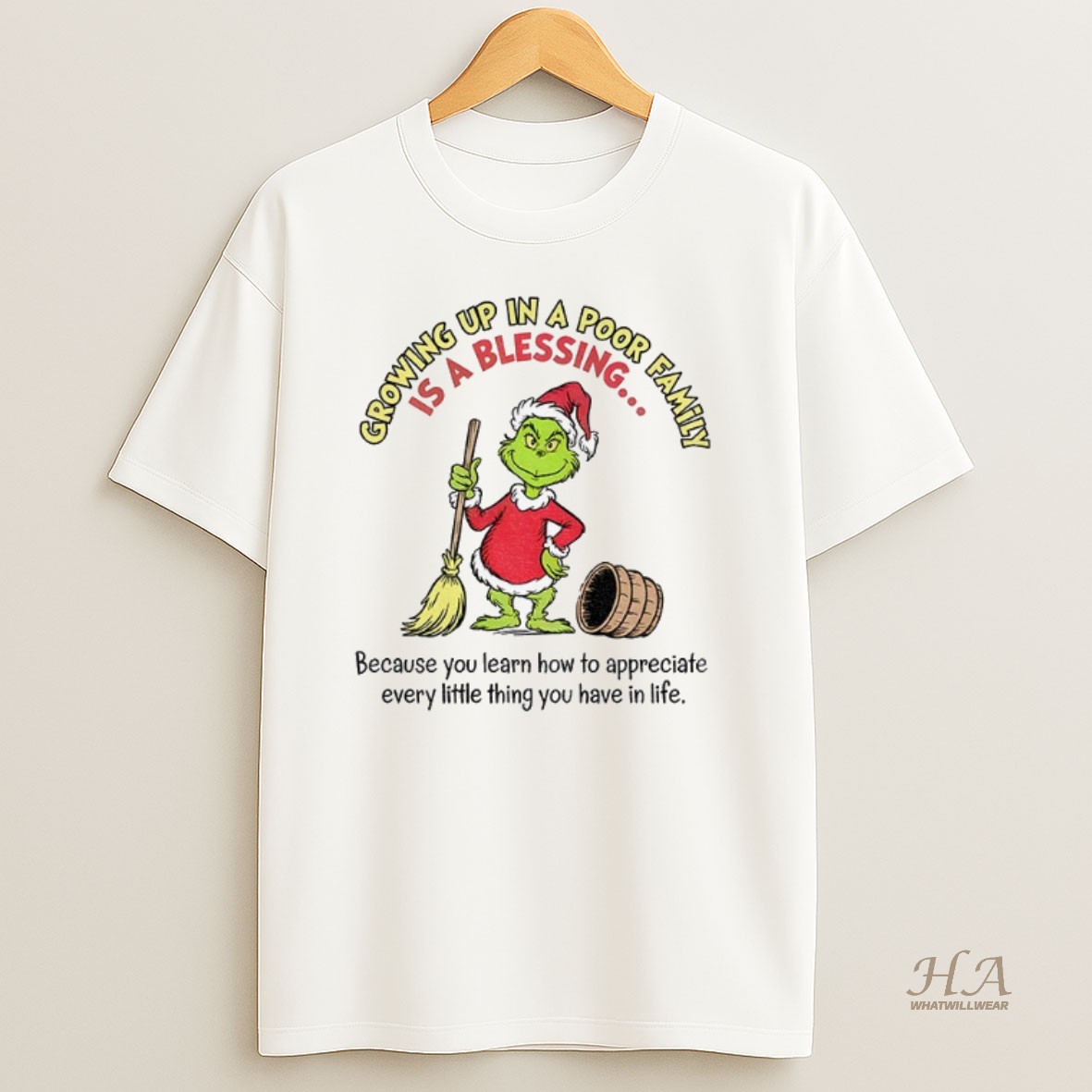Official Grinch Growing Up In A Poor Family Is A Blessing Because You Learn How To Appreciate Christmas Shirt