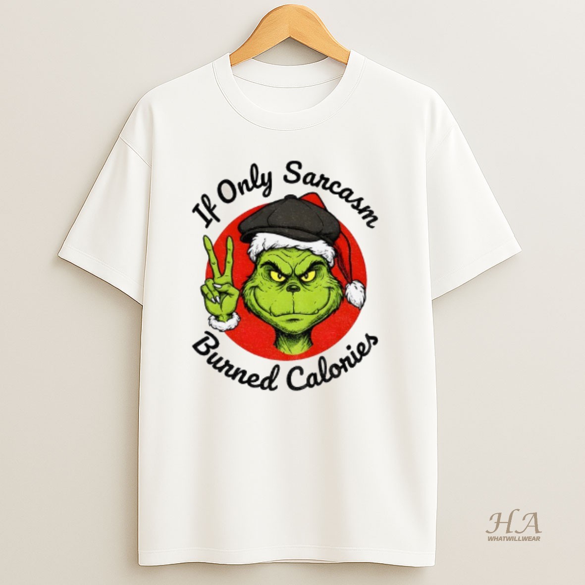 Official Grinch If Only Sarcasm Burned Calories Christmas T Shirt