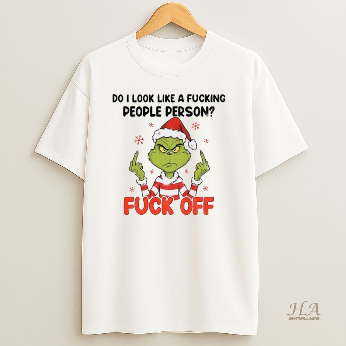 Official Grinch Middle Finger Do I Look Like A Fucking People Person Fuck Off Merry Christmas Shirt