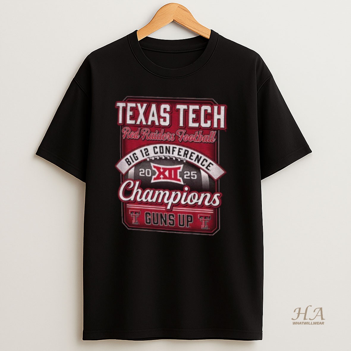 Official Guns Up Texas Tech Red Raiders 2025 Big 12 Football Champions T Shirt