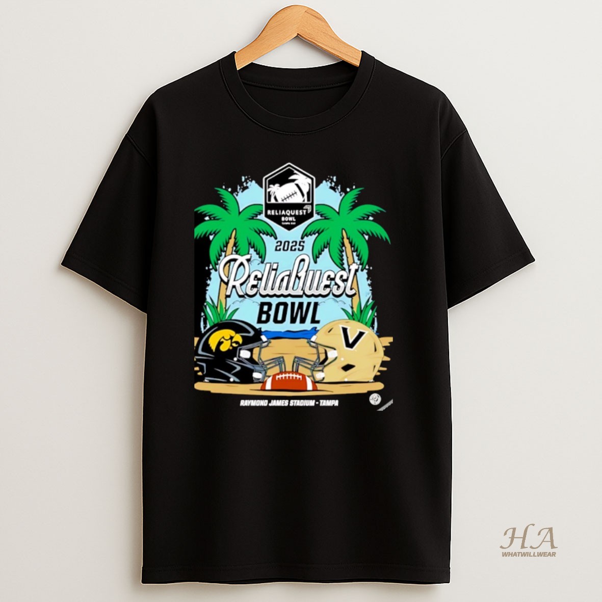 Official Hawkeyes Vs Commodores 2025 Reliaquest Bowl Head To Head Helmet Shirt