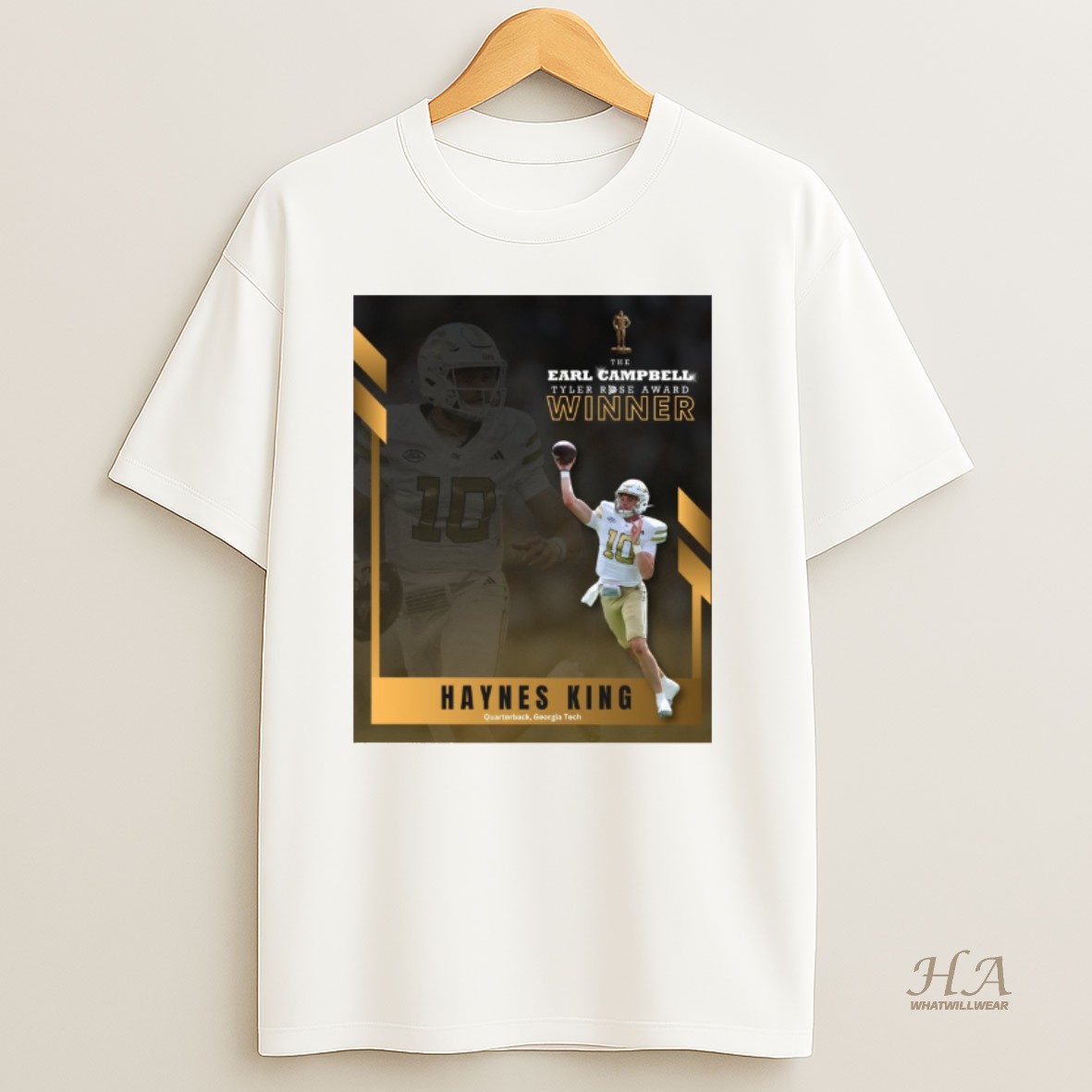 Official Haynes King Georgia Tech 2025 The Earl Campbell Tyler Rose Award Winner T Shirt
