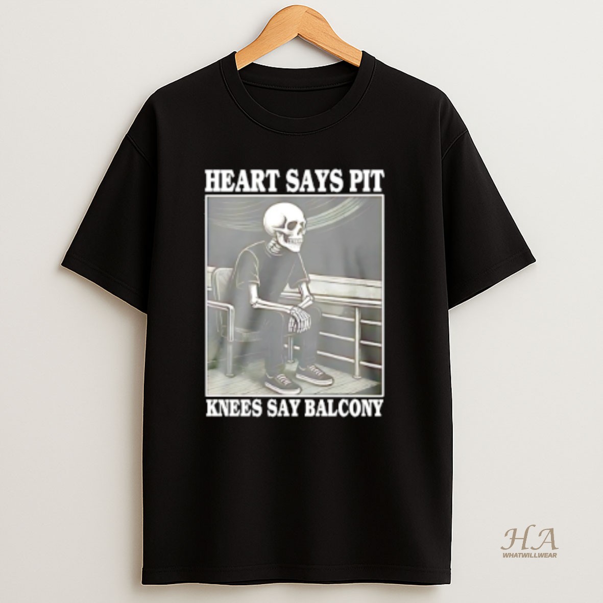 Official Heart Says Pit Knees Say Balcony Skeleton T Shirt