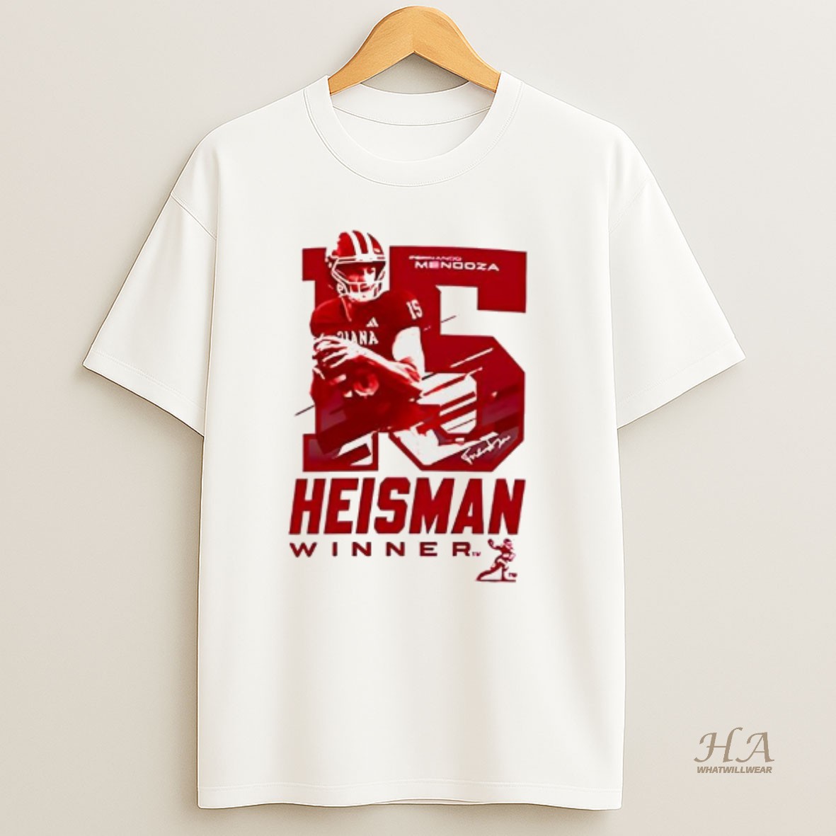 Official Heisman Winner Fernando Mendoza Indiana Hoosiers Football T Shirt