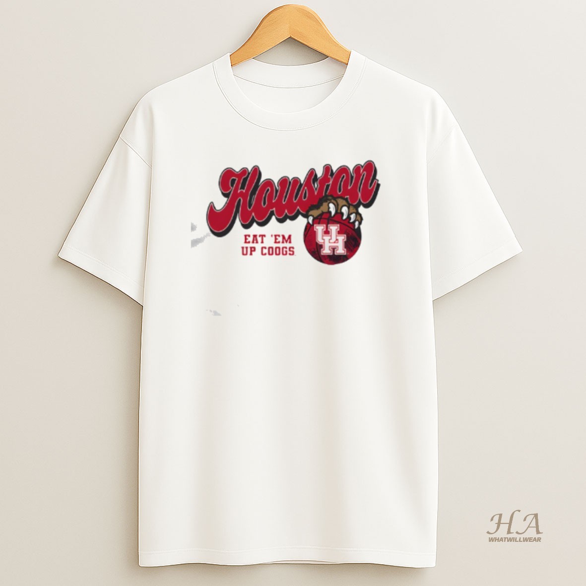 Official Houston Cougars Claw Eat Em Up Coogs Logo T Shirt