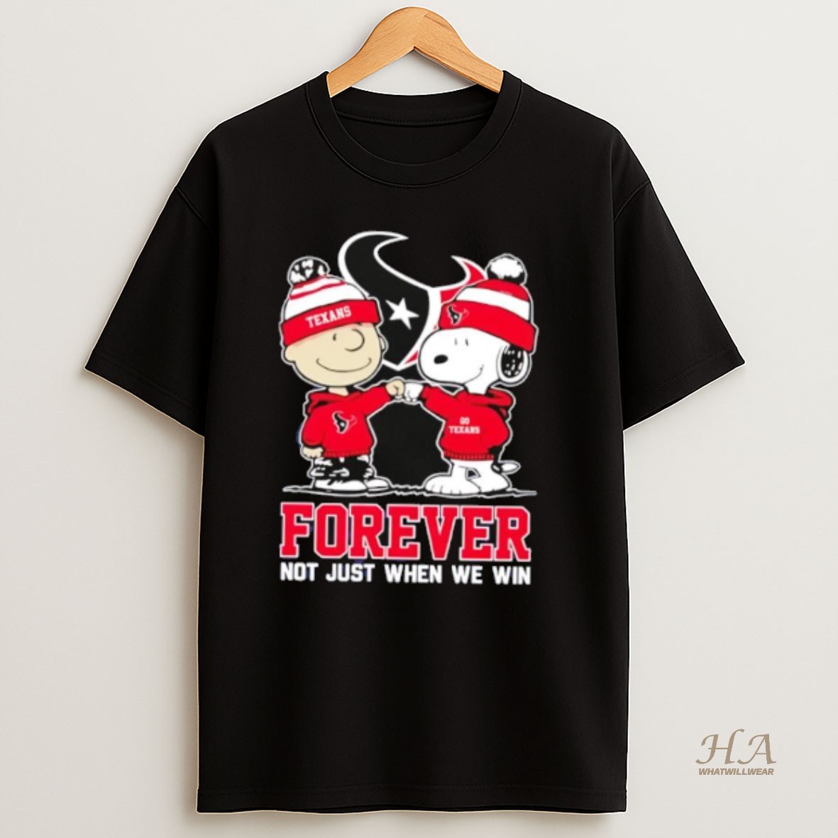 Official Houston Texans Charlie Brown And Snoopy Forever Not Just When We Win T Shirt