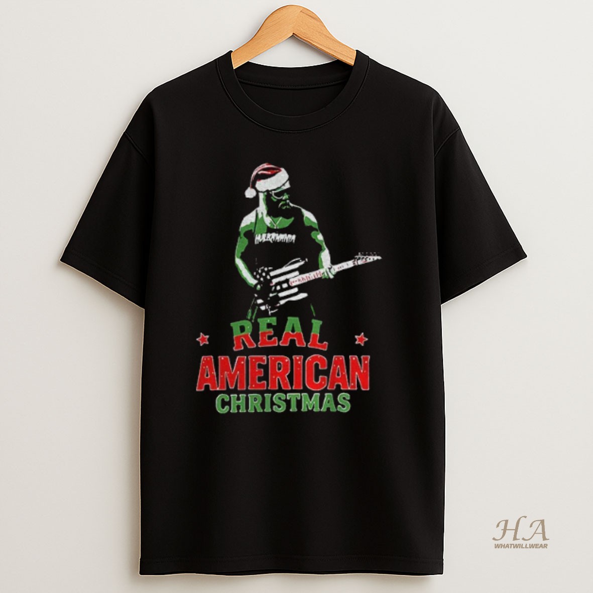 Official Hulk Hogan Santa Hat Real American Christmas Shirt