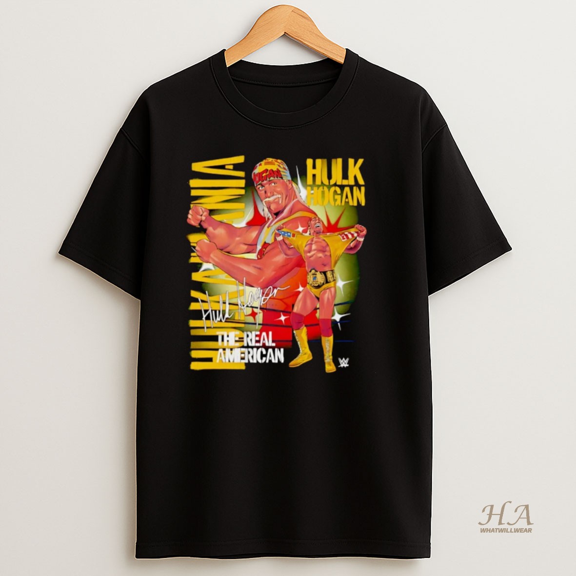Official Hulk Hogan The Real American Signature Graphic Christmas T Shirt