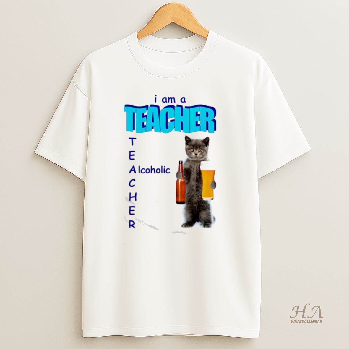Official I Am A Teacher Alcoholic Cat And Beer Graphic T Shirt