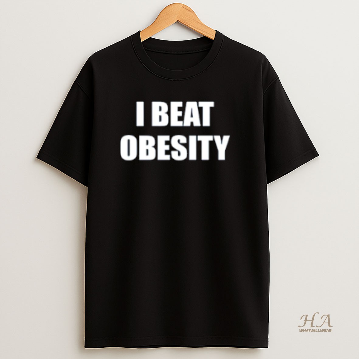 Official I Beat Obesity Text T Shirt