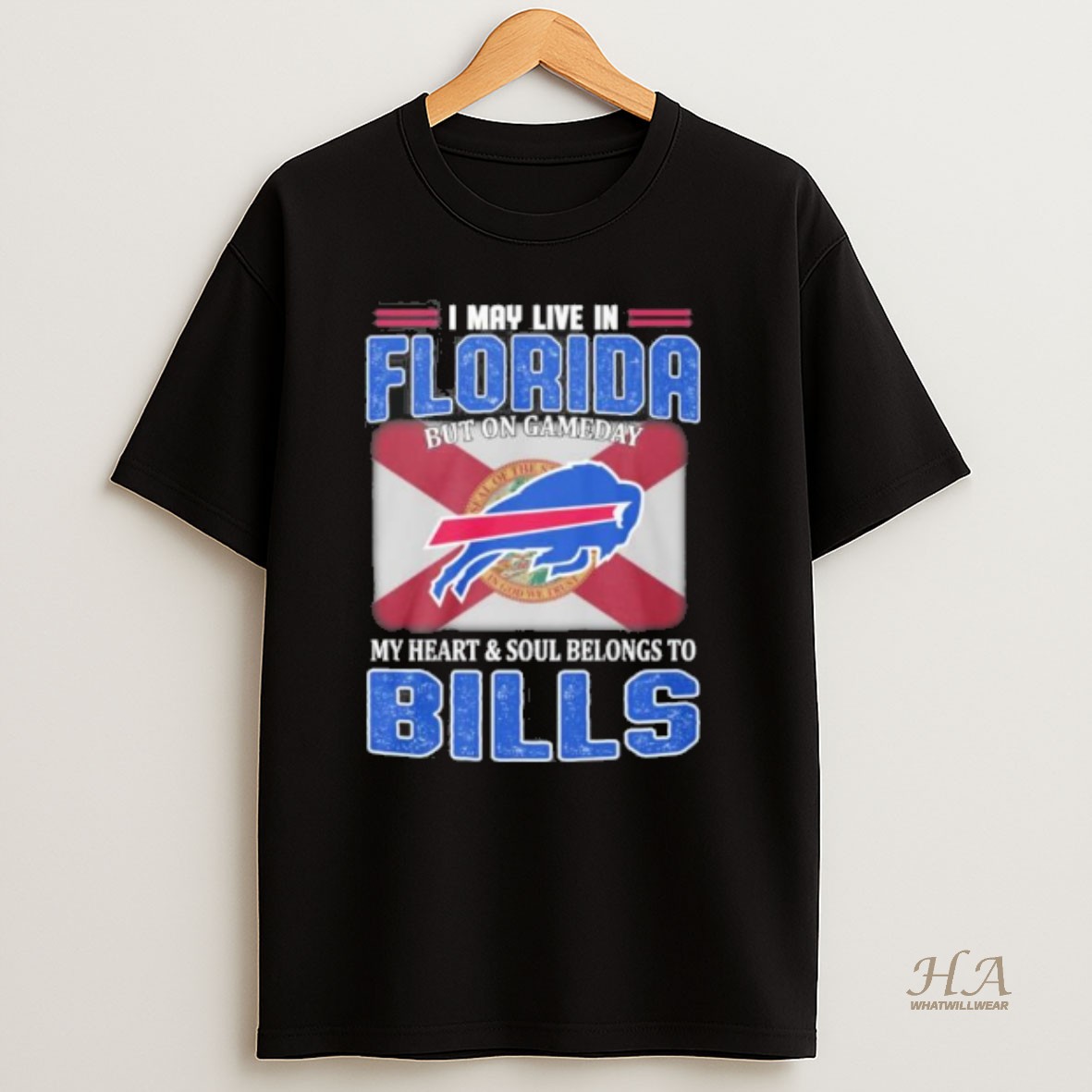Official I May Live In Florida But On Gameday Buffalo Bills 2025 T Shirt