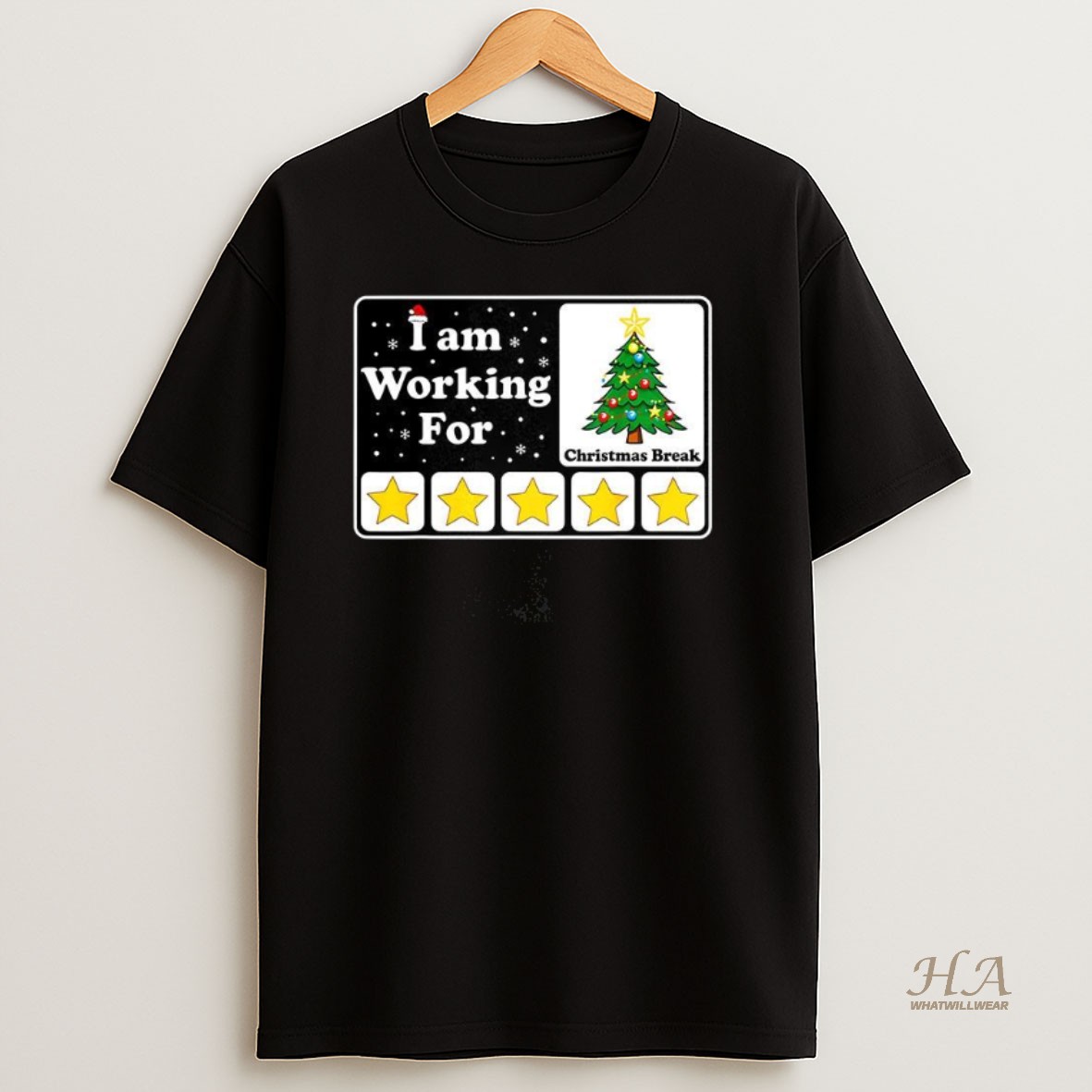 Official I Am Working For Christmas Break Xmas Tree Five Stars Shirt