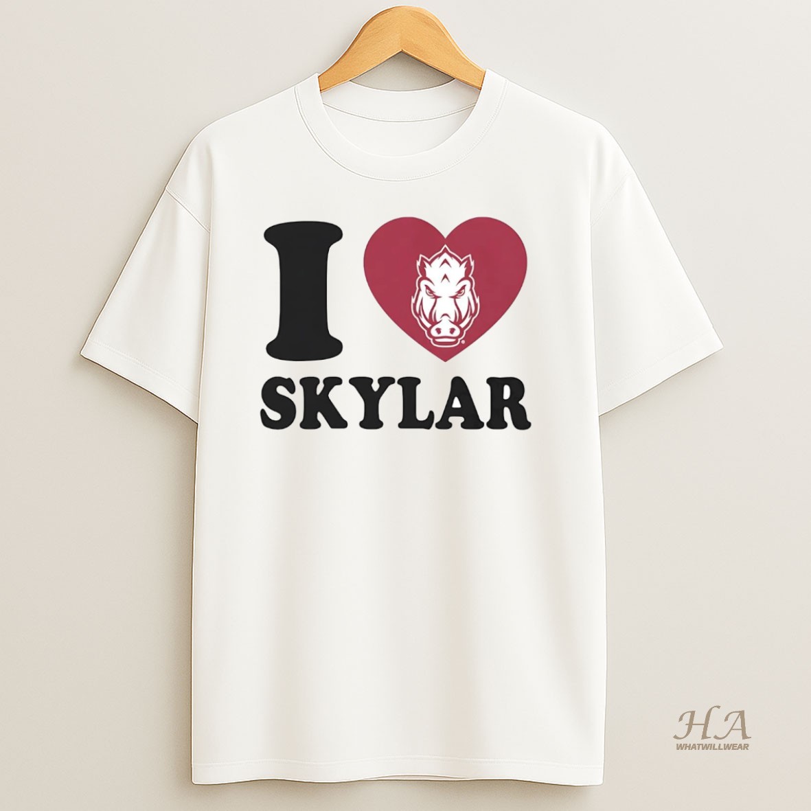 Official I Love Skylar Ellison Heart Arkansas Razorbacks T Shirt