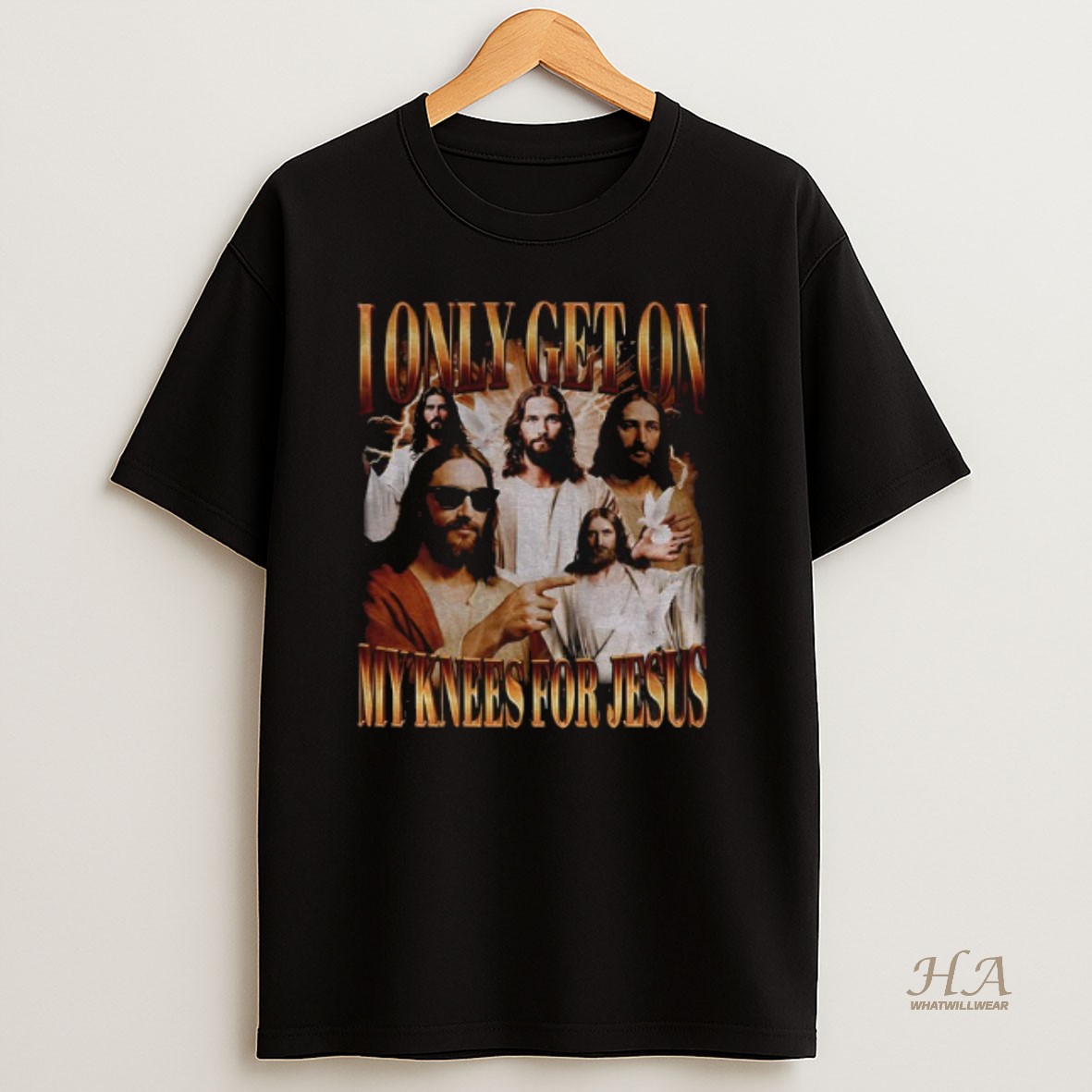 Official I Only Get On My Knees For Jesus Vintage T Shirt