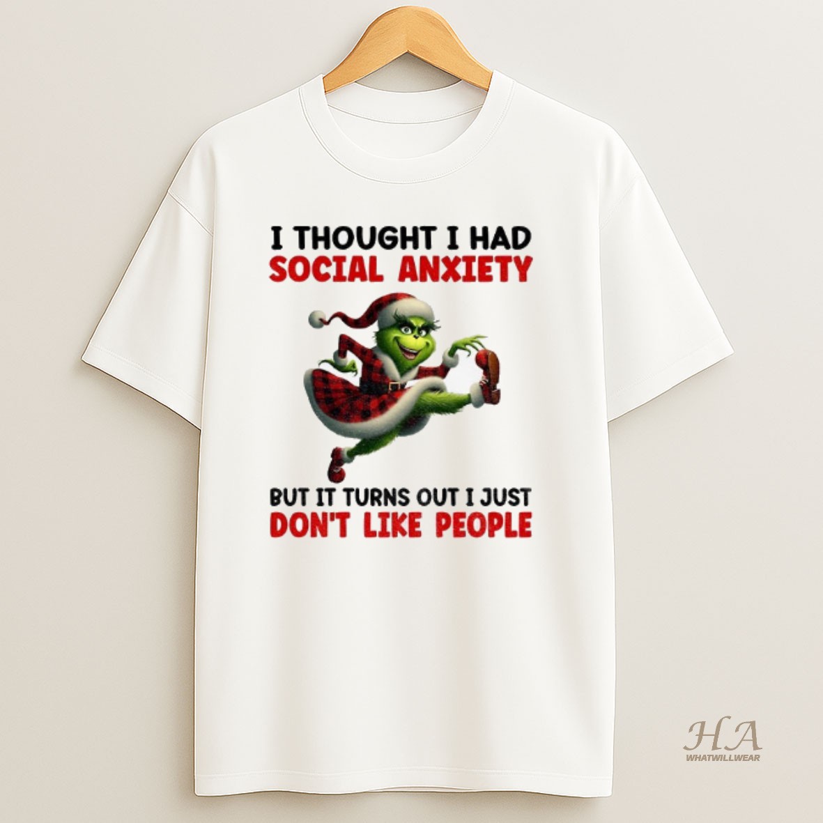 Official I Thought I Had Social Anxiety But It Turns Out I Just Dont Like People Christmas T Shirt